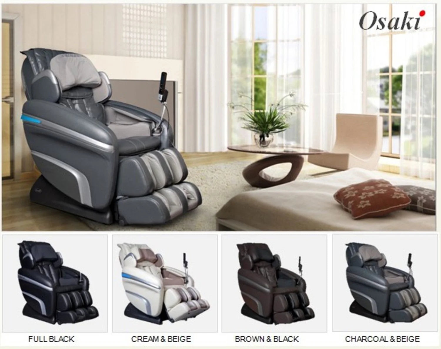 OS-7200H Executive Zero Gravity Heated Massage Chair - S-Track Design in Elegant White
